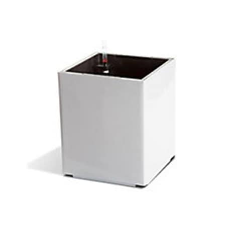 Algreen Algreen 12401 Self Watering Modena Cube Planter; Gloss White 12401